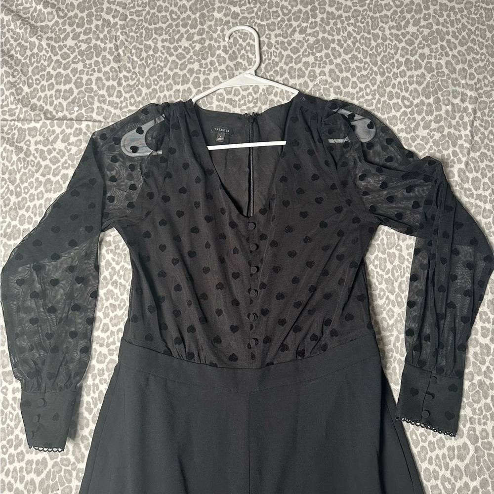 Talbots Black Sheer Hearts Jumpsuit